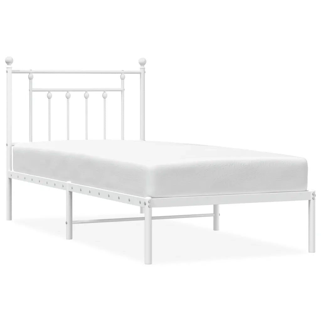 Giroletto con Testiera-Struttura Letto con testiera Metallo Bianco 80x200 cm 285649