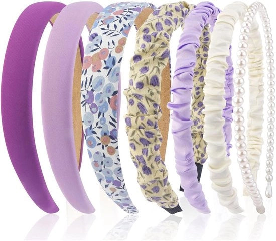 Set di 7 fascette antiscivolo trendy per ragazze e donne - fascette per capelli in viola