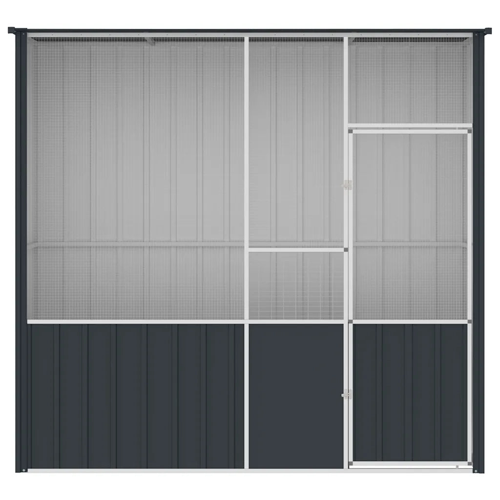 Gabbia per Uccelli Antracite 215x78x200 cm in Acciaio Zincato 172344