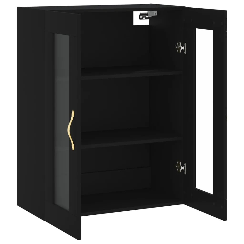Mobiletto a muro nero dal design moderno con pratico spazio contenitivo 69,5 x 34 x 90 cm legno nero 02_0048611