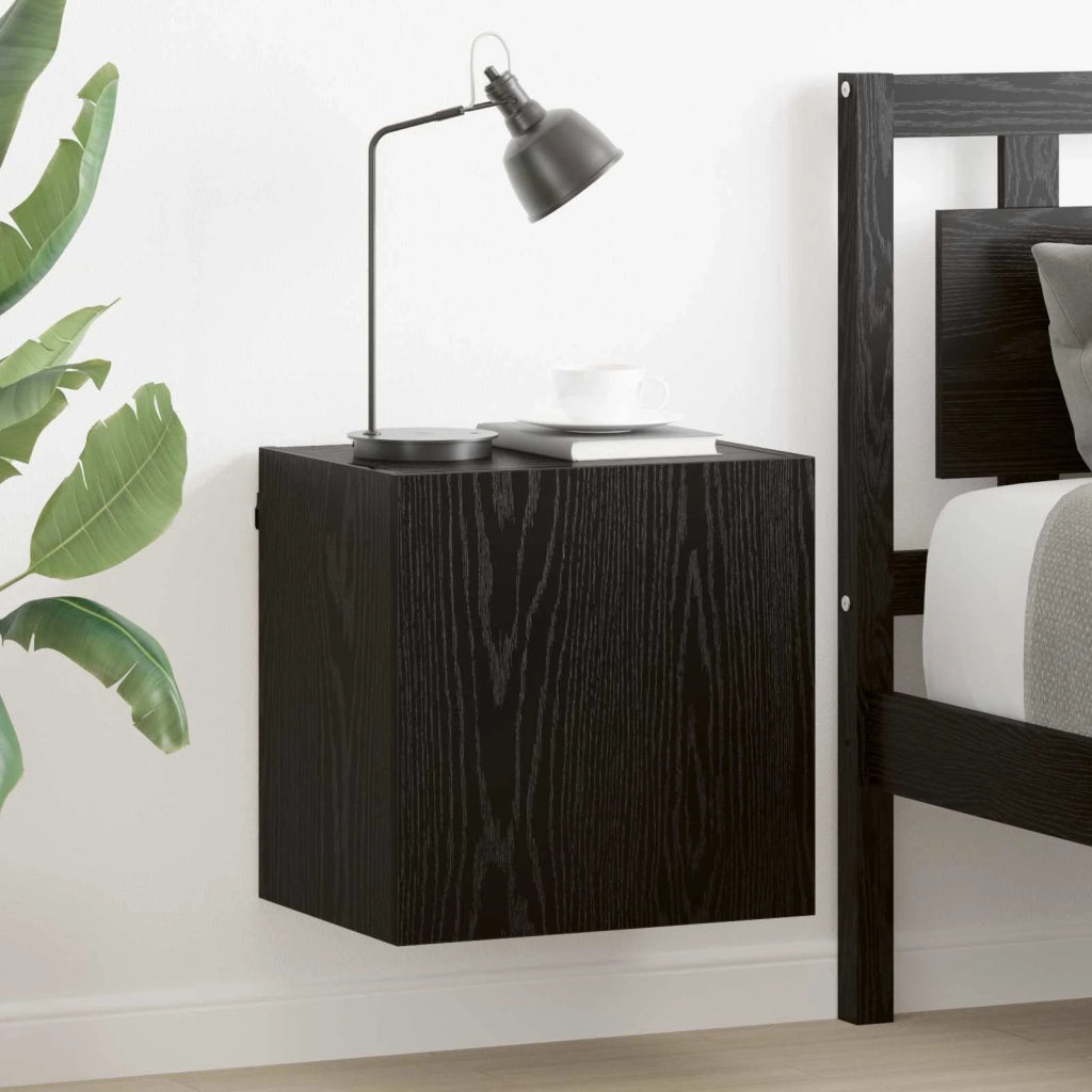 Mobile TV da parete Rovere Nero 40,5x30x40cm Legno multistrato
