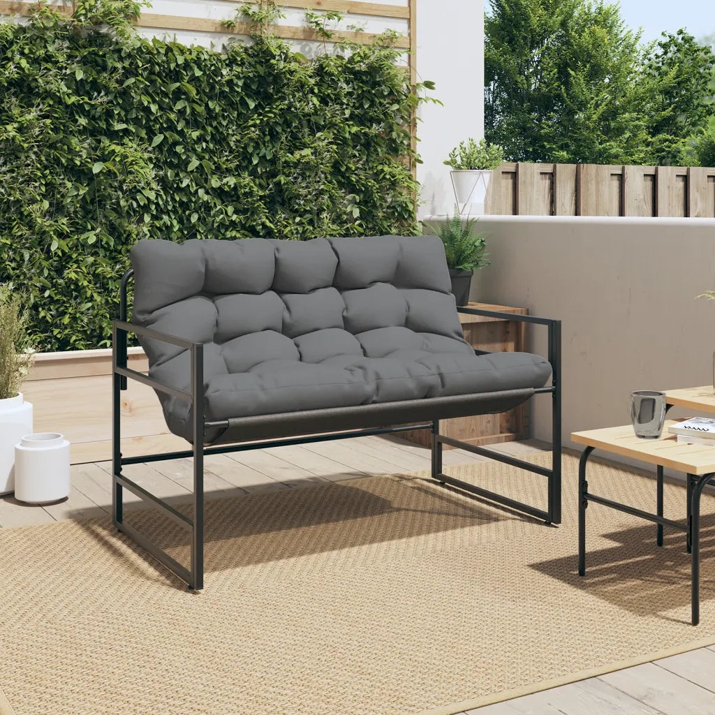 Panchina da Giardino | Panca da Giardino con Cuscino Antracite 113 cm in Acciaio