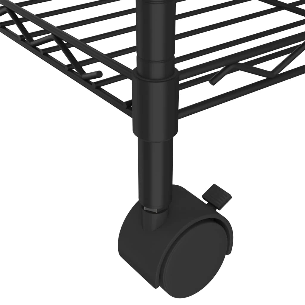 Scaffale portaoggetti a 3 ripiani con ruote 60 x 35 x 81 cm 150 kg nero 02_0045691