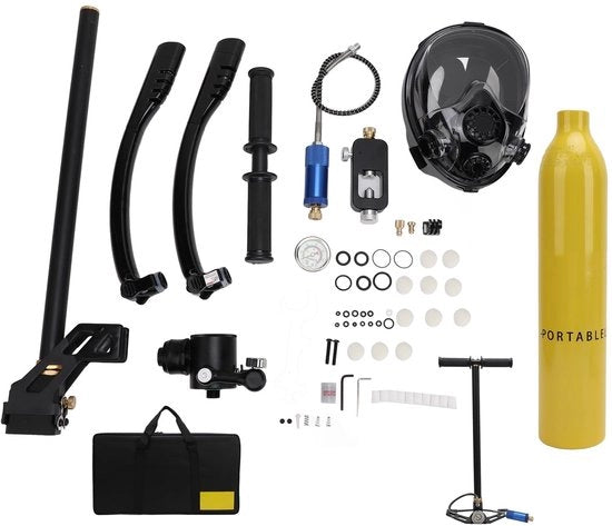 Kit di immersione per adulti - maschera da subacqueo - tubo da snorkeling rotante - sistema respiratorio - 6 minuti di immersione