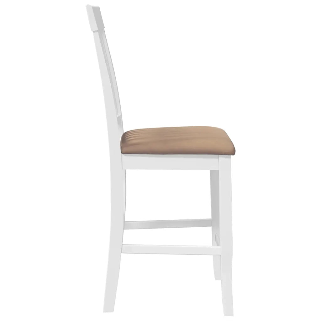 vidaXL Sgabelli da Bar con Cuscini 2 pz Bianco Legno Massello di Hevea