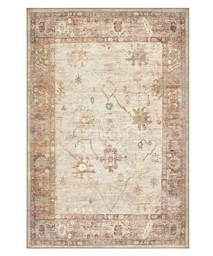 Tappeto arredo casa ZIEGLER 19 vintage beige cm.200x280 riproduzione disegno persiano classico in stile vintage. Tappeto lavabile e antiscivolo per salotto, soggiorno, camera da letto.