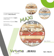 1 Pezzo Orologio da Parete in Legno Maxi Wood 58 cm 3 Decori