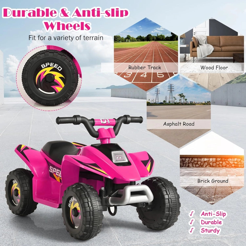 Auto elettrica per bambini, Quad elettrico per bambini ATV 6V, camminata anteriore/posteriore, sedile ergonomico, ruote antiscivolo, caricatore incluso, carico 30 kg, per ragazzi e ragazze 3