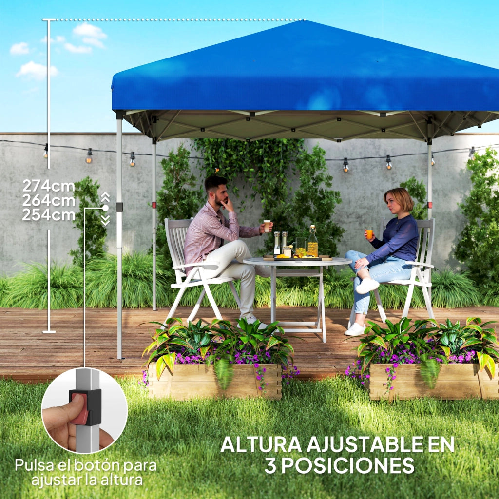 Carpa Plegable Pop-up 3x3 m con Pareti Laterali Anti-UV ¨C zephmum ¨C Blu