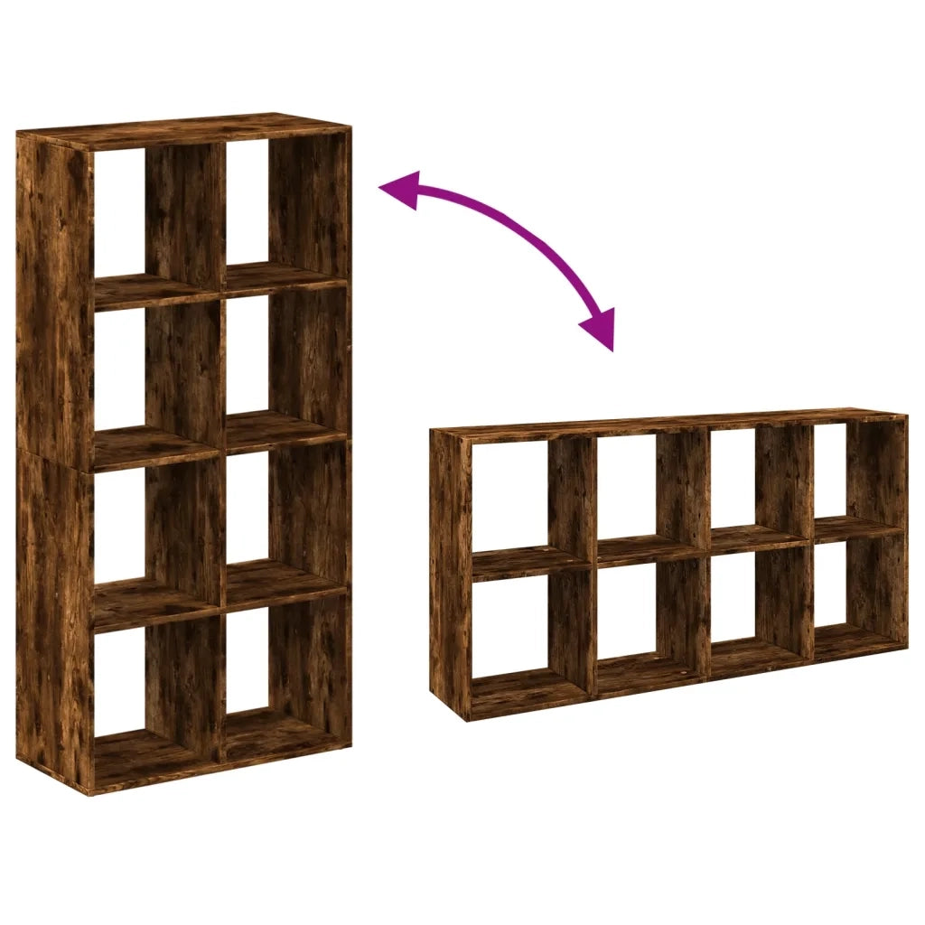 Libreria Divisorio-Scaffale per Libri-Mobile di Stoccaggio Rovere Fumo 69,5x29x137,5cm in Truciolato
