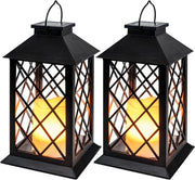 Paio di Lampade da Esterno a Soffitto - Lampada da Parete con LED a Fiamma che Flickera - 33 cm Illuminazione Esterna per Patio, Porta d'Entrata e Balcone (Nero)