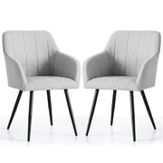 Set di 2 Sedie imbottite con cuciture quadrate LUXANO Grigio Chiaro gambe nere tessuto Lumos