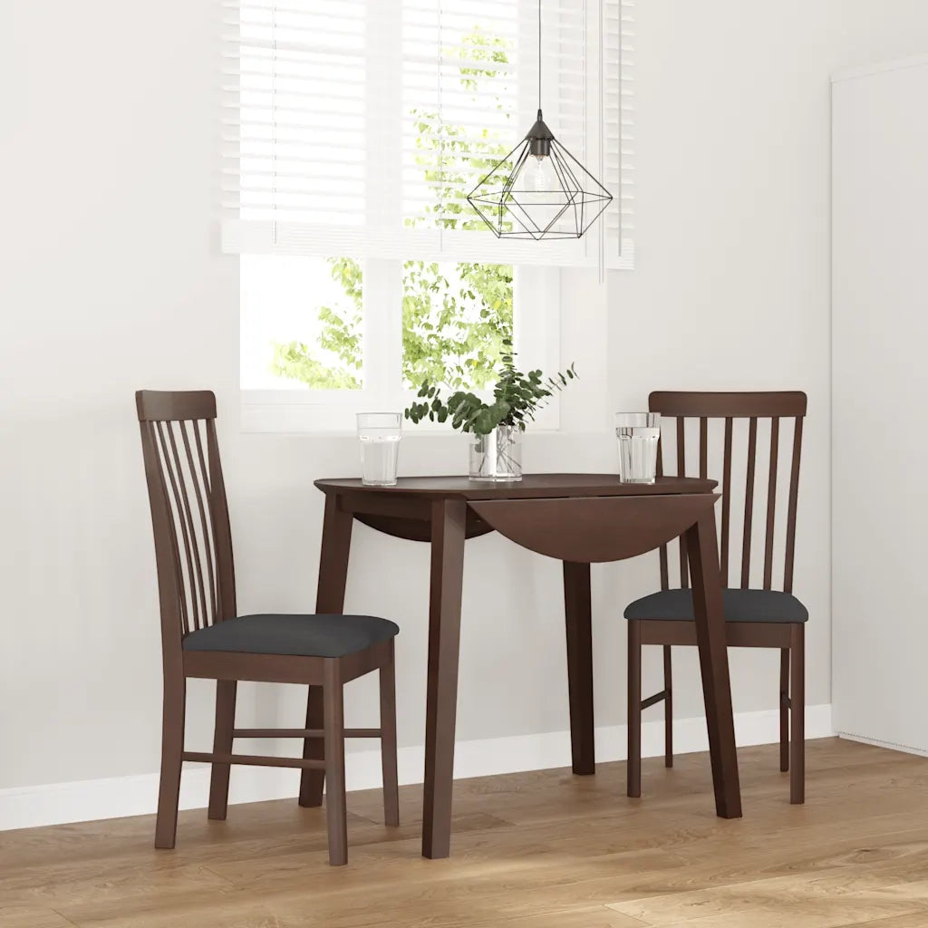 Sedie da Pranzo con Cuscini 2pz Marrone Legno Massello di Hevea 4102500
