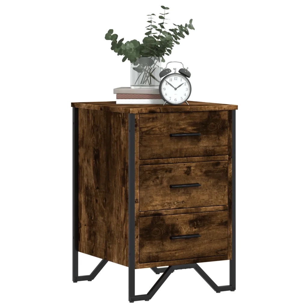 Comodino Rovere Fumo 40x41x60 cm in Legno Multistrato