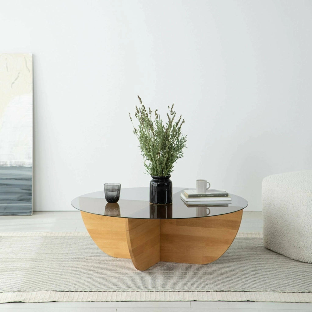 Jolanda, Tavolino da Salotto Portariviste, 90x90x30h cm Marrone Rovere
