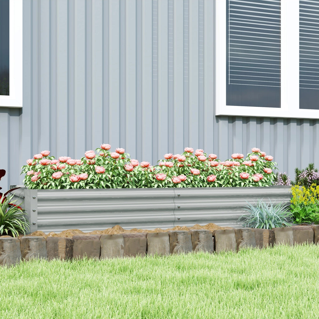 Letto da Giardino Rialzato ¨C Zephmum ¨C Grigio Argento Acciaio Galvanizzato 180x90x30 cm