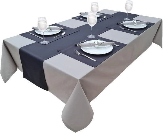 Tessuto da tavolo di alta qualità 100% cotone - collezione concetto - colore e dimensione a scelta - grigio chiaro - 150x350cm