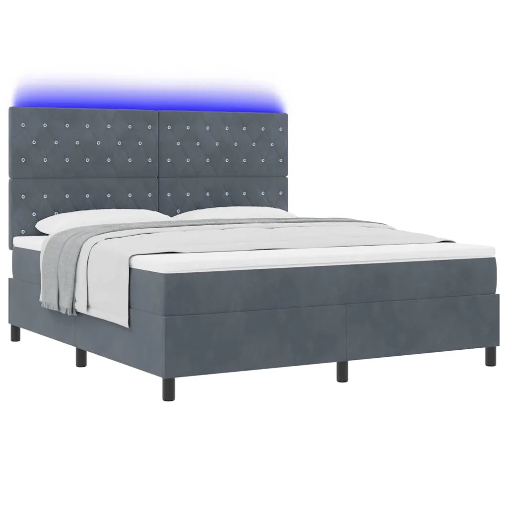 Letto a Sorgente LED Grigio scuro 180 x 200 cm Velluto 3343263