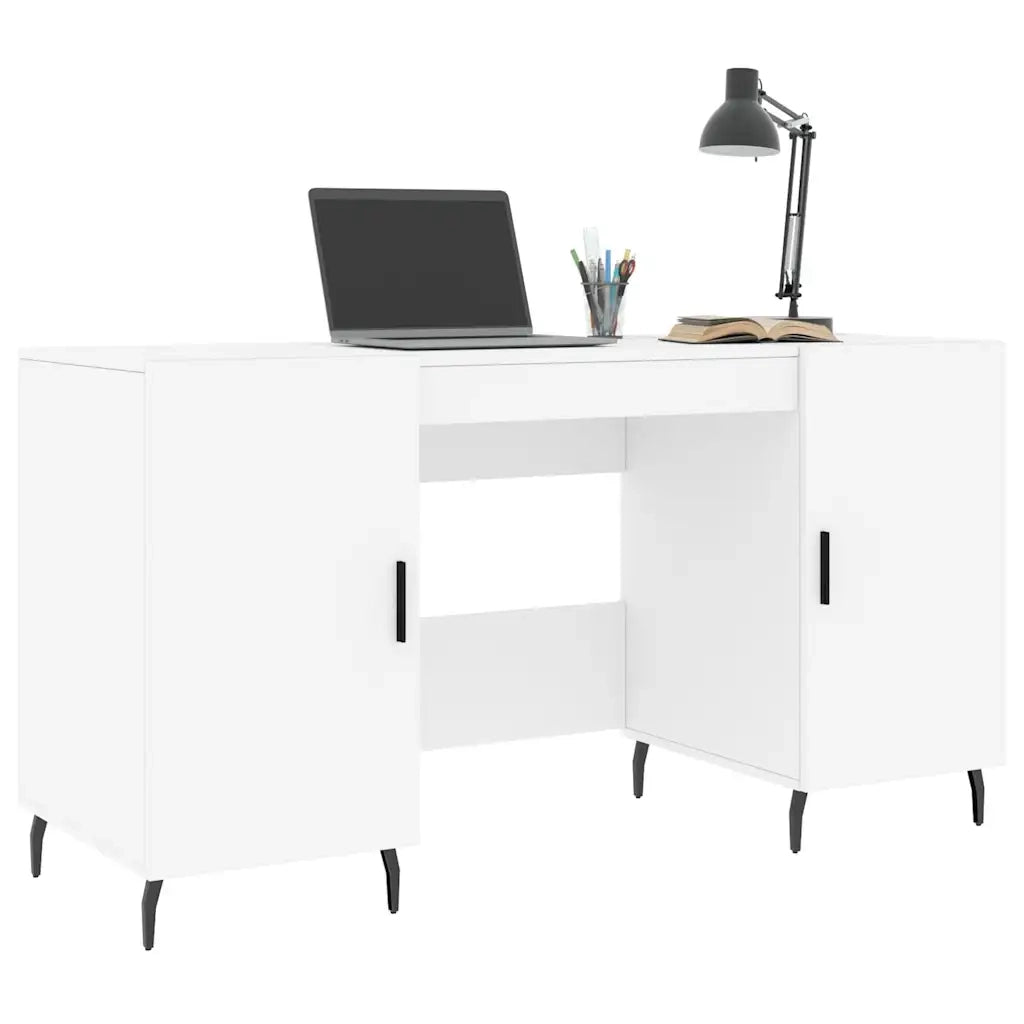 Scrivania Bianca 140x50x75 cm in Legno Multistrato 829564