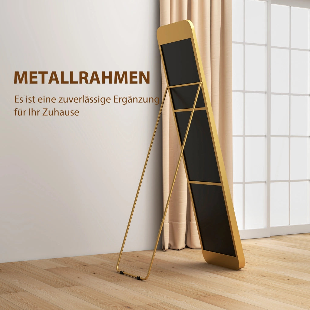 Specchio a figura intera ¨C zephmum ¨C freestanding, inclinabile, metallo, MDF, 160x40 cm, oro