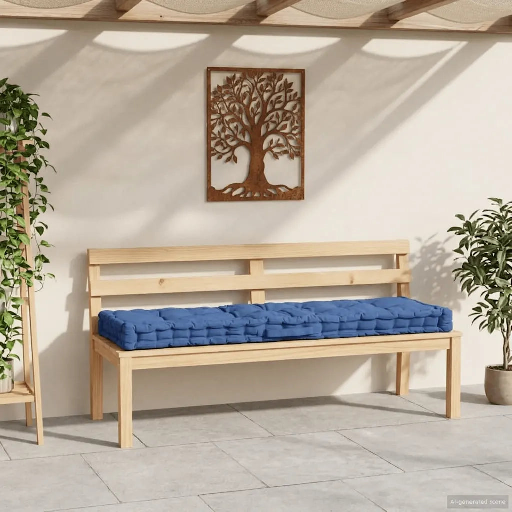 Cuscino per Pallet e Pavimento in Cotone 120x40x7 cm Blu Chiaro 48687