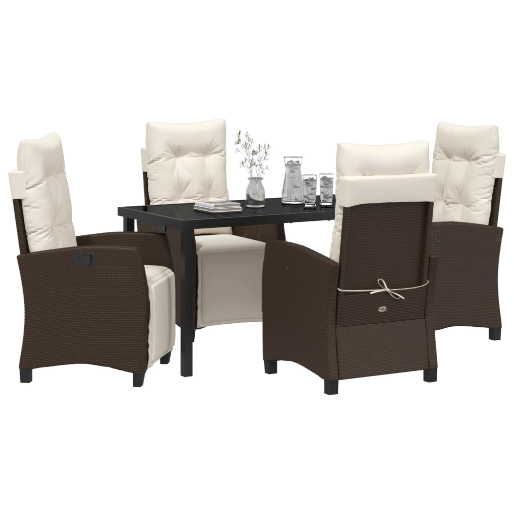 Set da Pranzo da Giardino a 5 Pezzi Marrone Polyrattan
