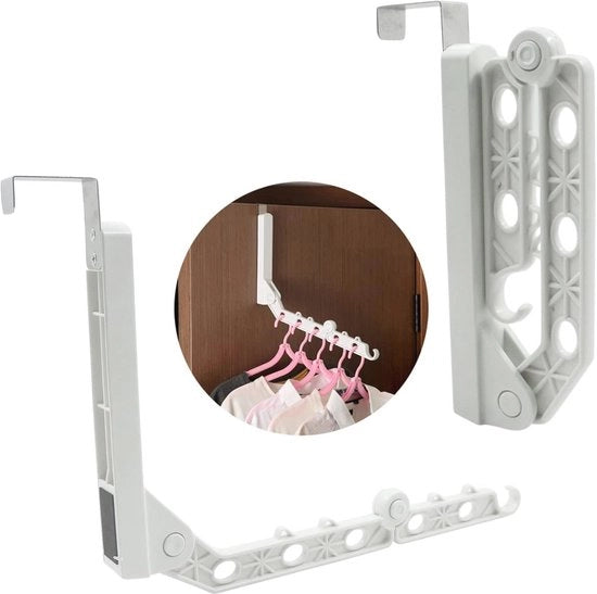 Kleerhanger opvouwbaar con droogrek - stang per la porta, capacità di carico 5 kg, 2 pezzi, bianco