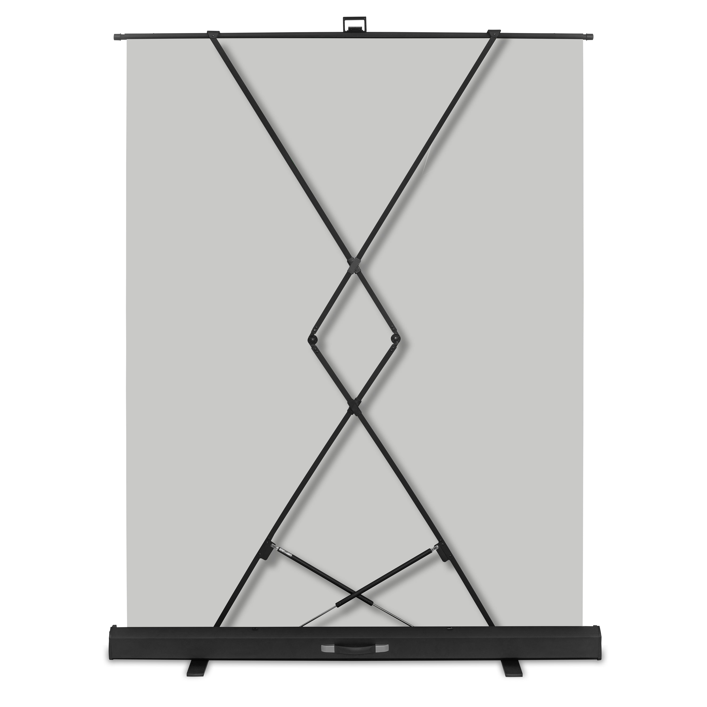 Fondale fotografico roll-up grigio 165x220, sfondo portatile con scatola di trasporto per fotoshooting, sistema autoportante, telo ingualcibile per studio fotografico