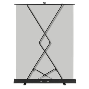 Fondale fotografico roll-up grigio 165x220, sfondo portatile con scatola di trasporto per fotoshooting, sistema autoportante, telo ingualcibile per studio fotografico