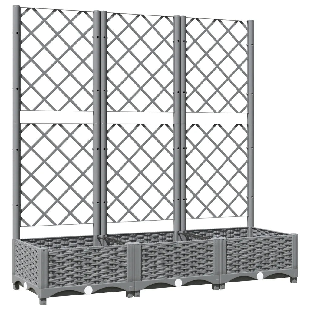 Fioriera | Cassetta per fiori | Vaso Giardino e Graticcio Grigio Chiaro 120x40x121,5cm PP