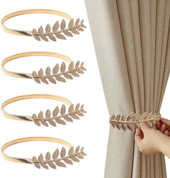 4 raccordi per tende con supporti per tende a foglia creativi - corda regolabile per casa, hotel, camera da letto, ufficio