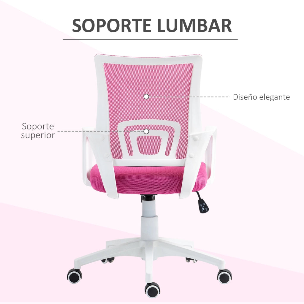 Sedia da ufficio girevole in rete con schienale regolabile e braccioli ¨C zephmum ¨C rosa