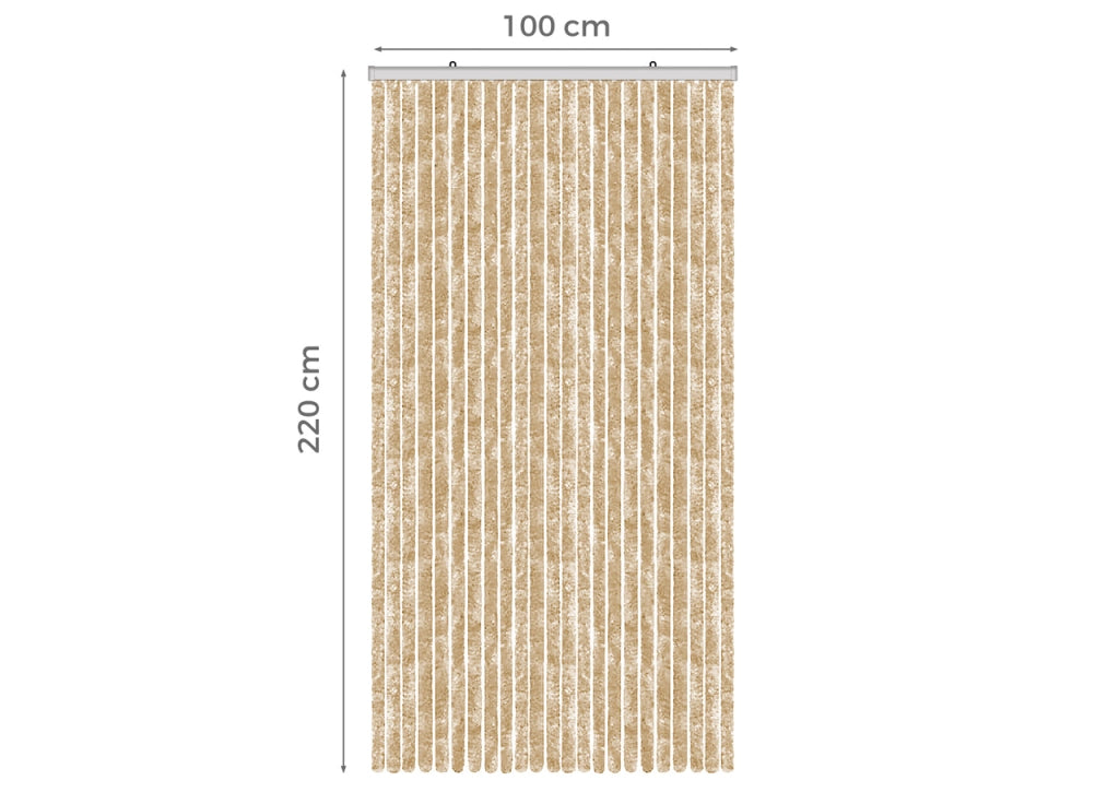 Tenda Antimosca Antirumore Caduta Pannello Porta Finestra Casa In Ciniglia - 100x220 - Beige