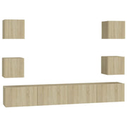 Set di mobili mobile credenza TV televisione soggiorno camera da letto soggiorno 6 pezzi rovere Sonoma multistrato marrone 02_0025113