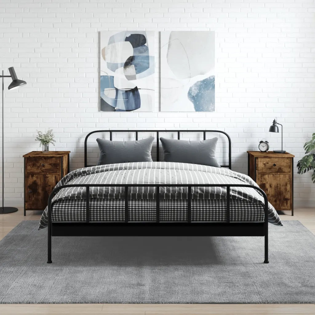 Set di 2 Comodini | Armadio da Notte | Mobiletto da notte Rovere Fumo 40x42x60 cm in Legno Multistrato