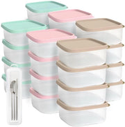24 contenitori per alimenti con coperchio + 1 contenitore per utensili gratuito | Contenitori dieci in dieci | Scatole con coperchio | Senza BPA | 350 ml | Prodotto in Europa (24 e 350 ml)