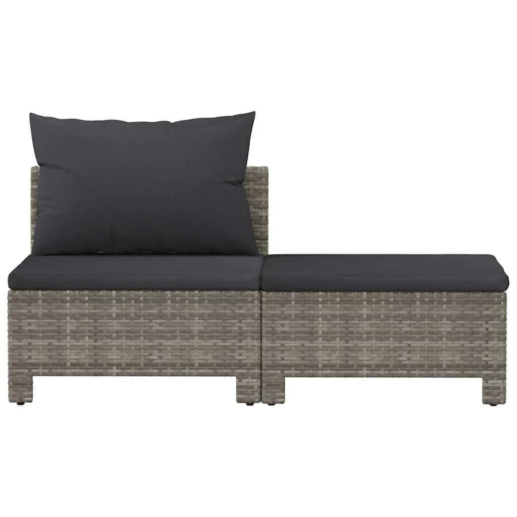 Set da giardino 2 pezzi con cuscini grigio in polyrattan 362690