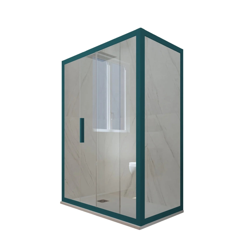 Box doccia scorrevole 70x170 CM H 200 Vetro Trasparente Profilo Verde Night Watch mod. Deco Duo