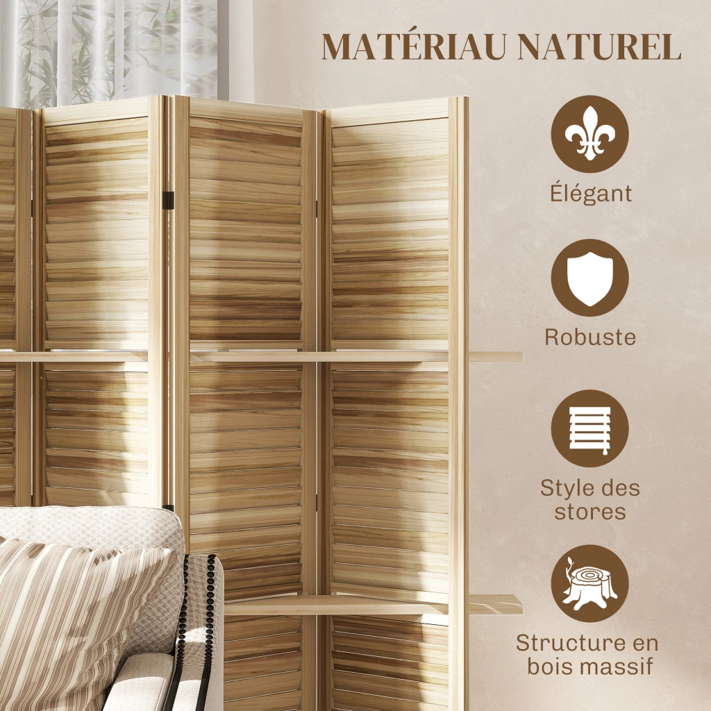 Paravent in legno 4 ante ¨C zephmum ¨C naturale 160x170 cm