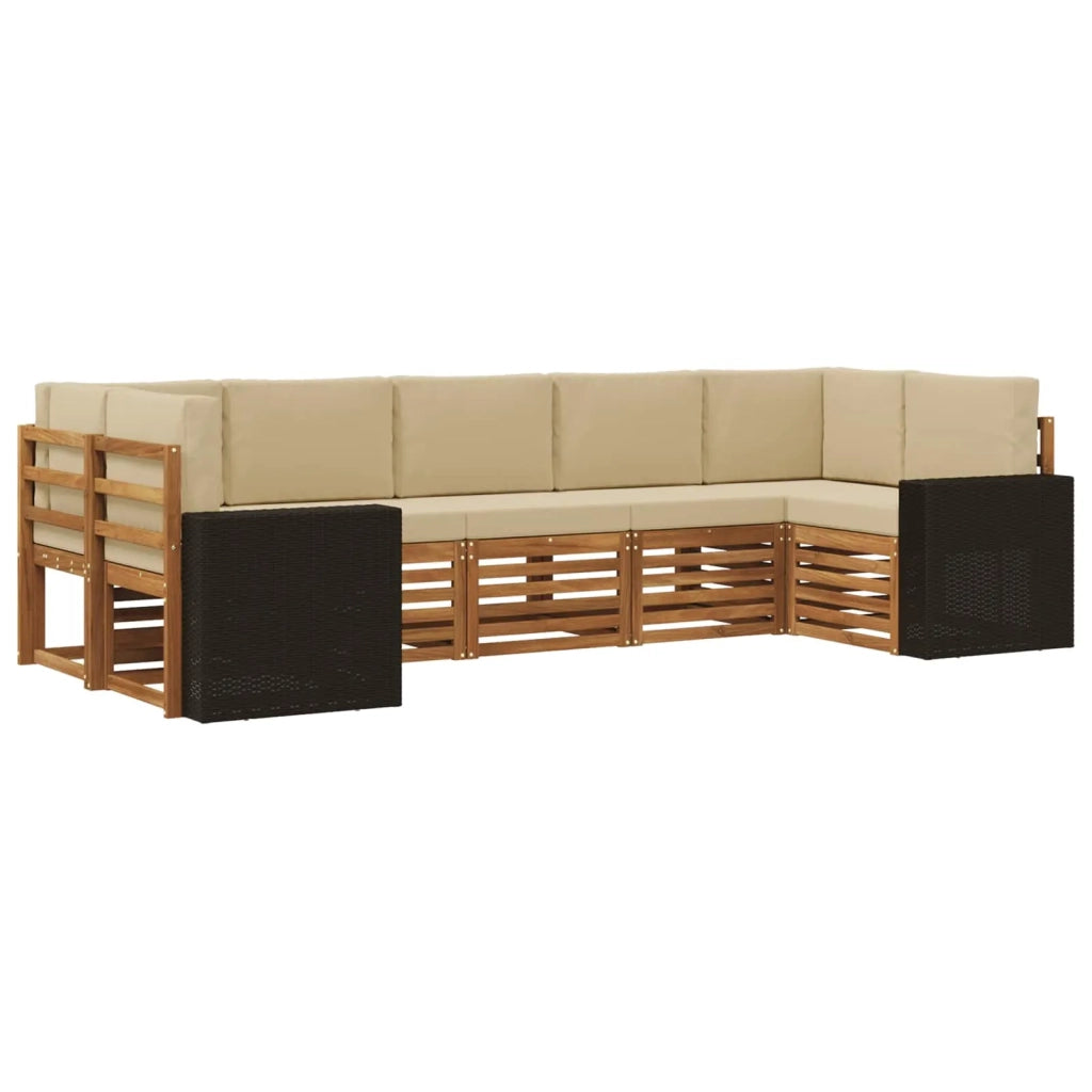 Set di divani da esterno 7 pcs Naturale e Beige Poliestere 3384814