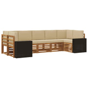 Set di divani da esterno 7 pcs Naturale e Beige Poliestere 3384814