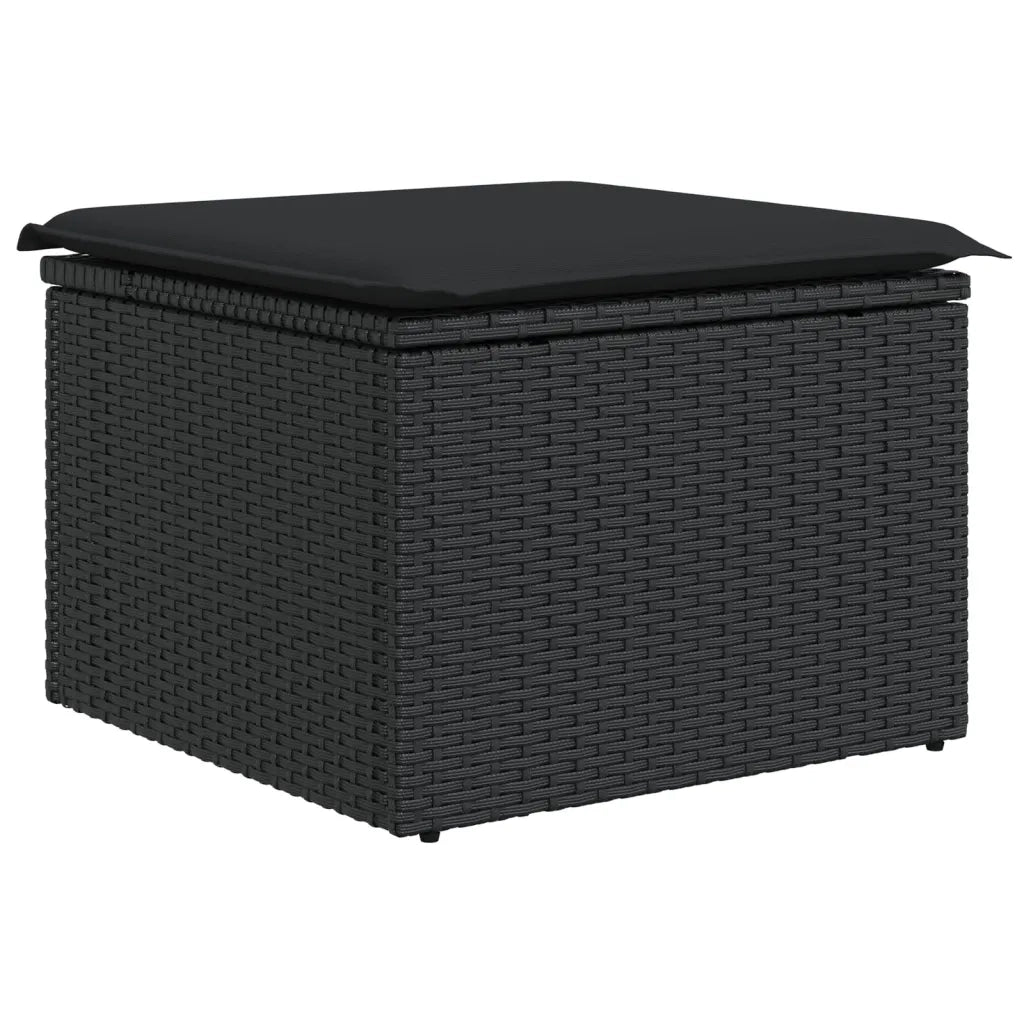 Set Divani da Giardino 10pz con Cuscini in Polyrattan Nero 3256188