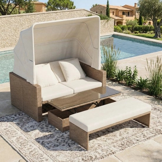 Ombrellone da giardino - Regolabile - Ombrello da esterno - Struttura in alluminio - Impermeabile