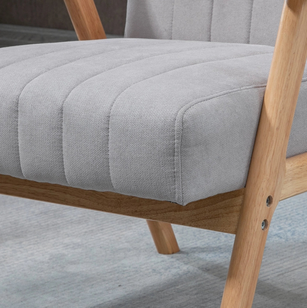 Poltrona lounge scandinava in velluto grigio chiaro