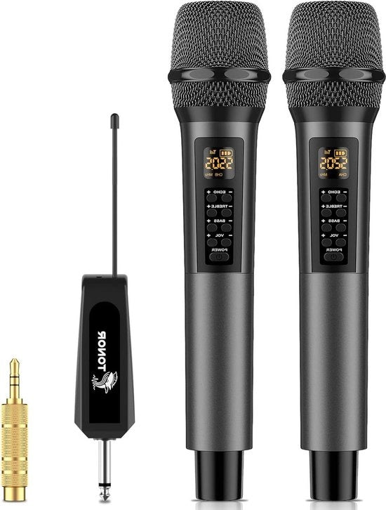 Kit di karaoke - Macchina di karaoke Microfoni a batteria con effetti di eco e basso-altissimo suono Ricevitore di karaoke a mano Handheld Microfono dinamico per canto Ricevitore di karaoke KTV per festa 30 canali UHF regolabili 60M TW525