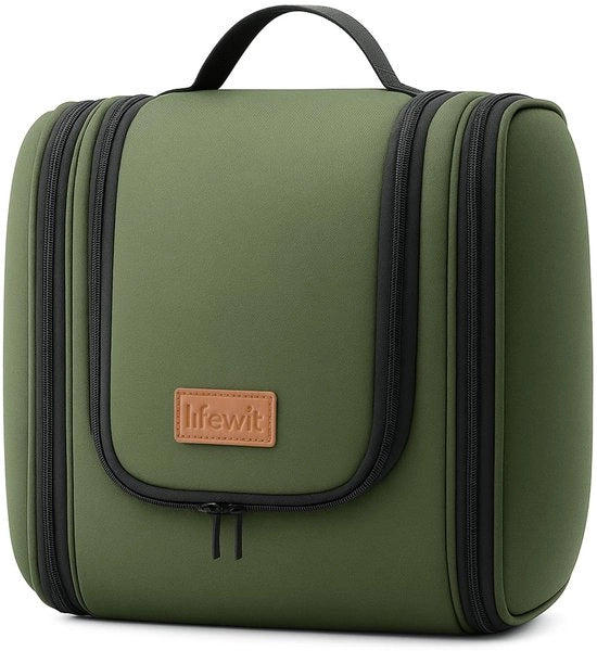 Toilette per Uomo, Bagno Portatile, Toilette per Viaggio, Borsa Cosmetica con Comparti, Toilette per Uomo e Donna, Impermeabile per Cosmetici, Verde