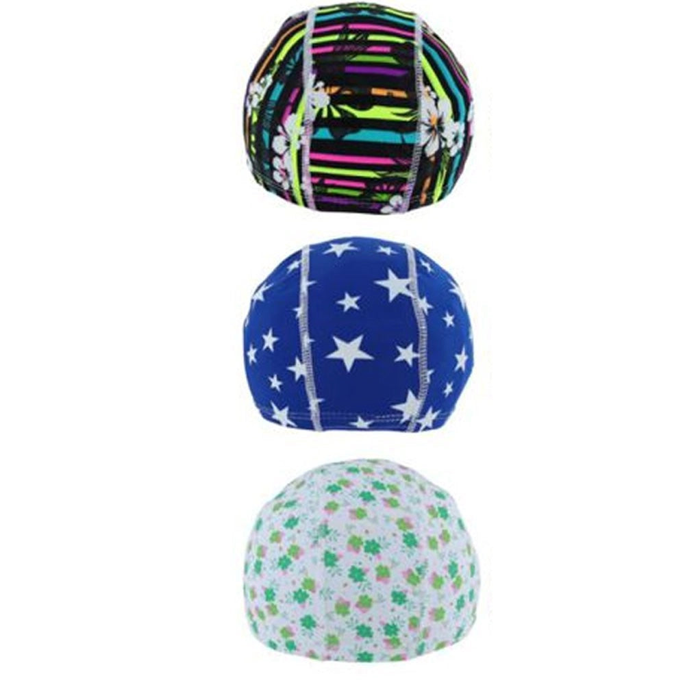 Trade Shop - 3 Pz Cuffia Piscina Mare Nuoto Stampata Varie Fantasie Con Fascia Elastica 2cm -