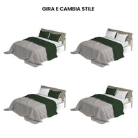Set Lenzuola Matrimoniale Sopra Sotto e Federe Double Face Verde Oliva/Grigio Chiaro