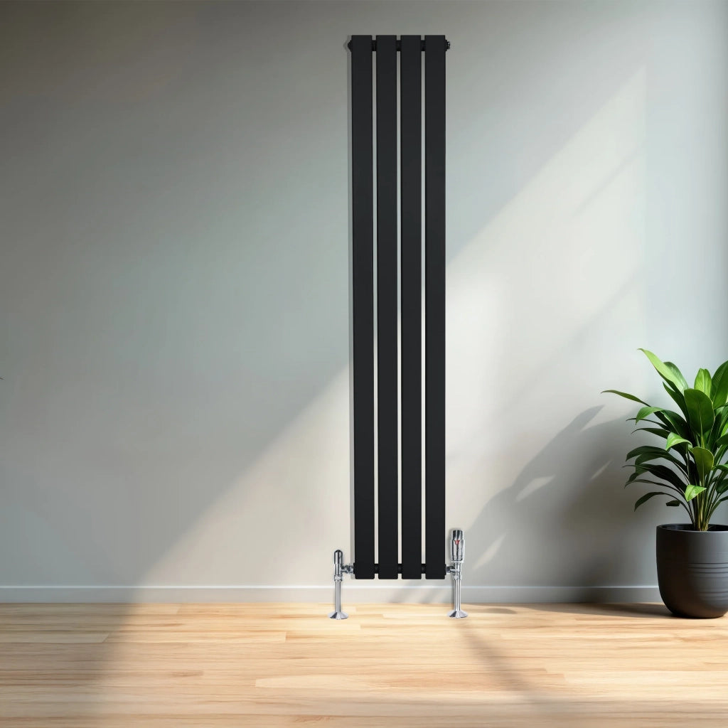 Radiatore Verticale Design Piatto Colonna Singola Nero 1600x280 mm