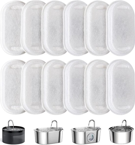 Filtro per fontanella per gatti - 12 filtri per 3,2L/2L/1,8L fontanelle, filtrazione tripla multipla